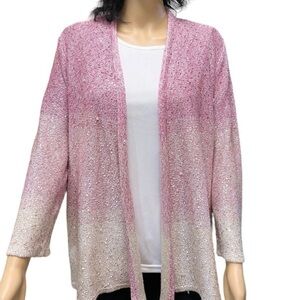 Pink Sparkle Ombré Alfred Dunner cardigan size XL